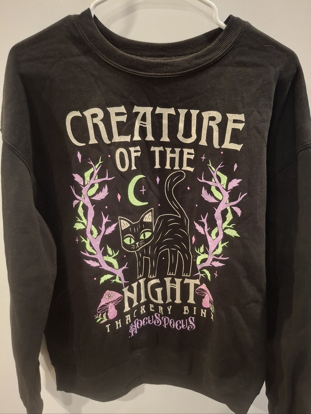 Creature of the Night Womens Black Graphic Sweatshirt